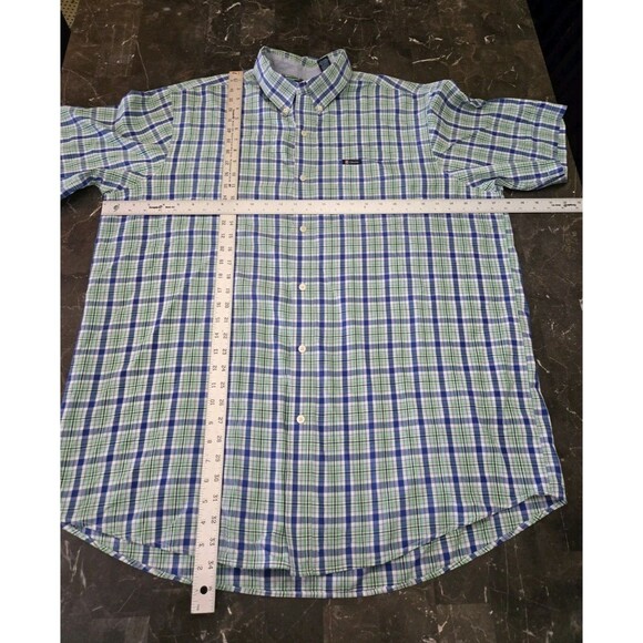Mens Dress Shirt Chaps 2XT 2X Button Down Light Green Spring Plaid Short Sleeve - Picture 15 of 15